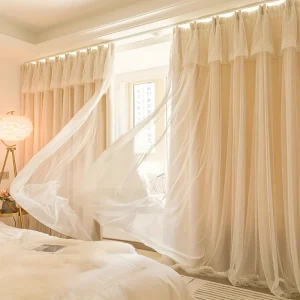 2 Stuks Franse Prinses Stijl Verduisterende Gordijnen - Privacy Raambekleding voor Slaapkamer en Woonkamer