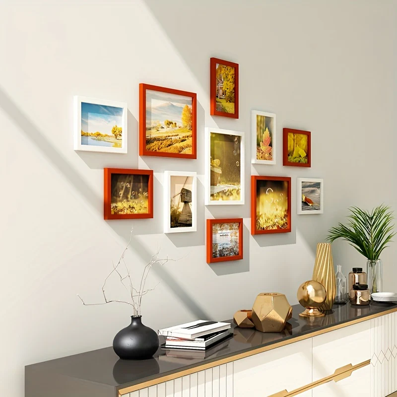 11-delige Galerie Fotolijst Set - Klassieke Stijl, Inclusief Landschapsfoto's, Installatie Zonder Boren, Verschillende Maten voor Woonkamerdecoratie - Image 5